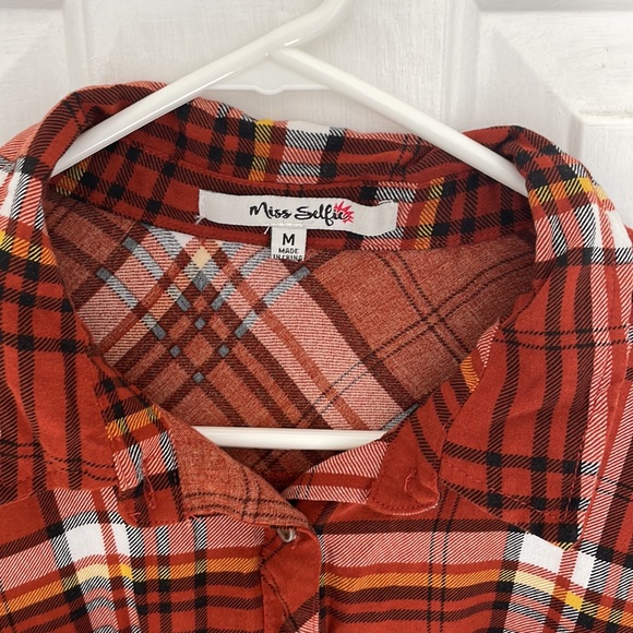 Burnt orange plaid womens button down size medium - Picture 2 of 5